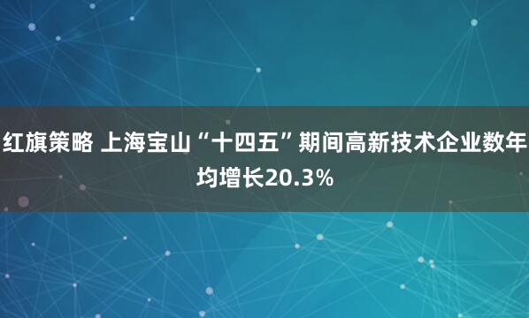 红旗策略 上海宝山“十四五”期间高新技术企业数年均增长20.3%